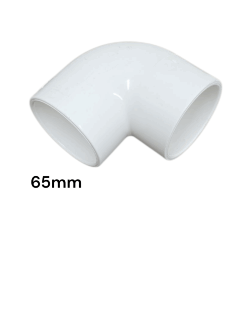 65mm 90° White PVC Elbow